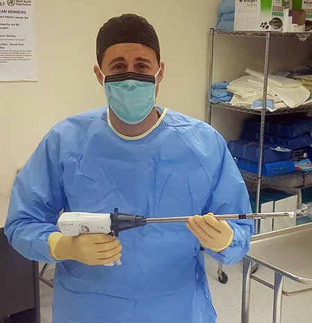 Dr. Greg Marchand MD in Operating Room with Endoflex.
