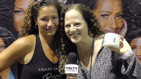 Mixed Chicks Co-Founder, Wendi Levy with YBLTV Reporter, Ellen Saravis at International Beauty Show 2013 (Your Biz LIVE Photo/Mixed Chicks)