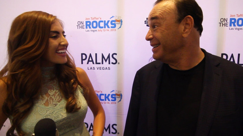 Jon Taffer, President of Nightclub & Bar Media Group, Host & Co-Executive Producer, Spike TV's Bar Rescue with YBLTV Reporter, Chris Salas at On the Rocks Las Vegas 2013 (Your Biz LIVE Photo/On the Rocks Las Vegas)