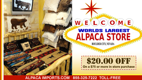 YBLTV Promotion: Get $20 off on a $75 or more in store purchase at Alpaca Imports, Boulder City, NV.