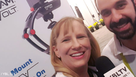 Tiffen's Marketing Communications Manager, Michael Cassara with YBLTV Anchor, Erika Blackwell at CES 2017.